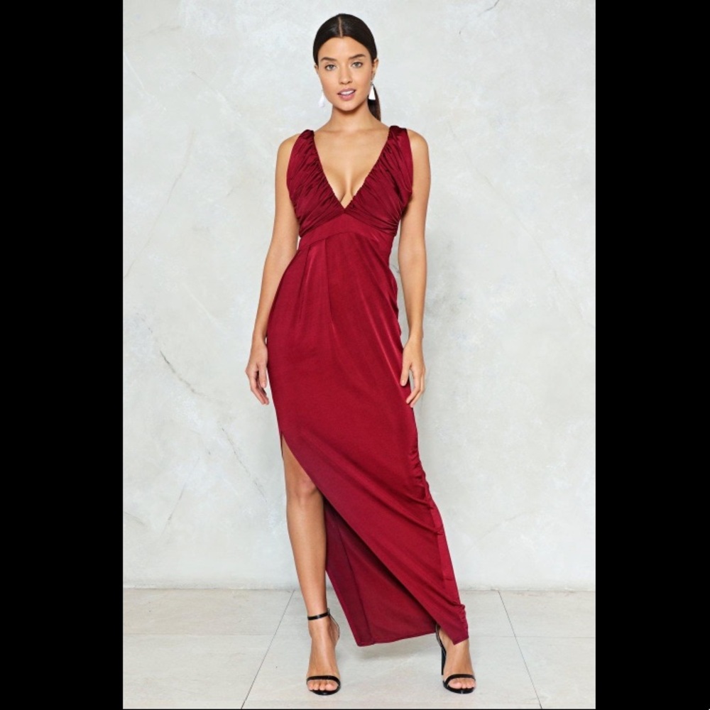 NastyGal burgundy maxi dress size 6